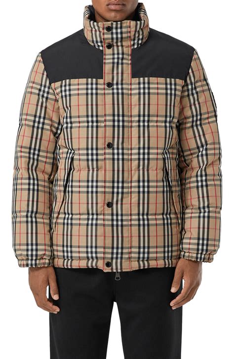 burberry puffer jacket men's sale|reversible check nylon puffer jacket.